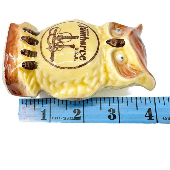 Vintage Scotty Wheeling Jamboree Owl Salt and Pepper Shakers Googly Eyes Move - Picture 6 of 9